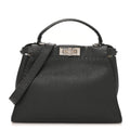 Fendi Cuoio Romano Selleria Bi-Color Medium Peekaboo Iconic Satchel Asfalto Latte