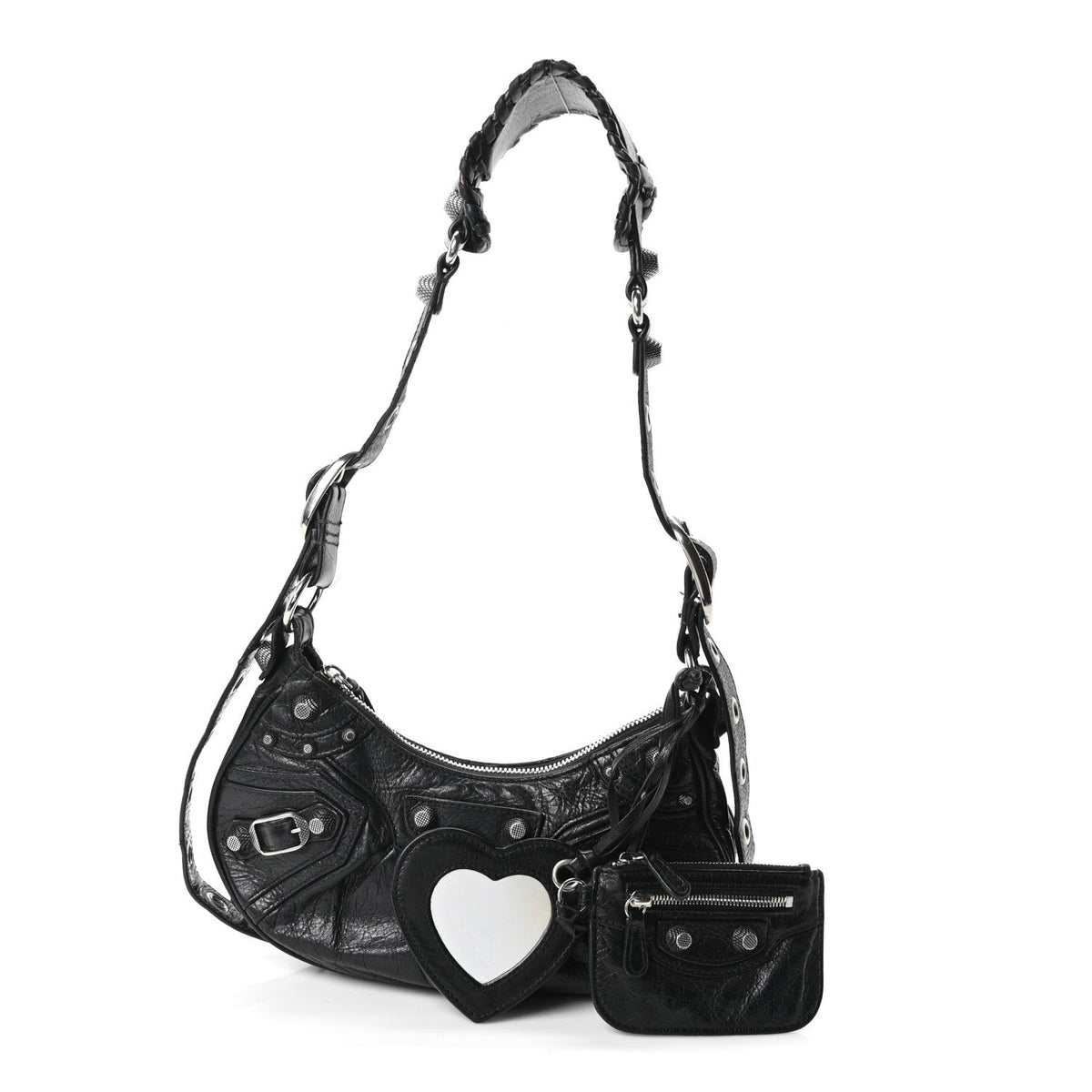 Balenciaga Agneau Arena Le Cagole Shoulder Bag XS Black