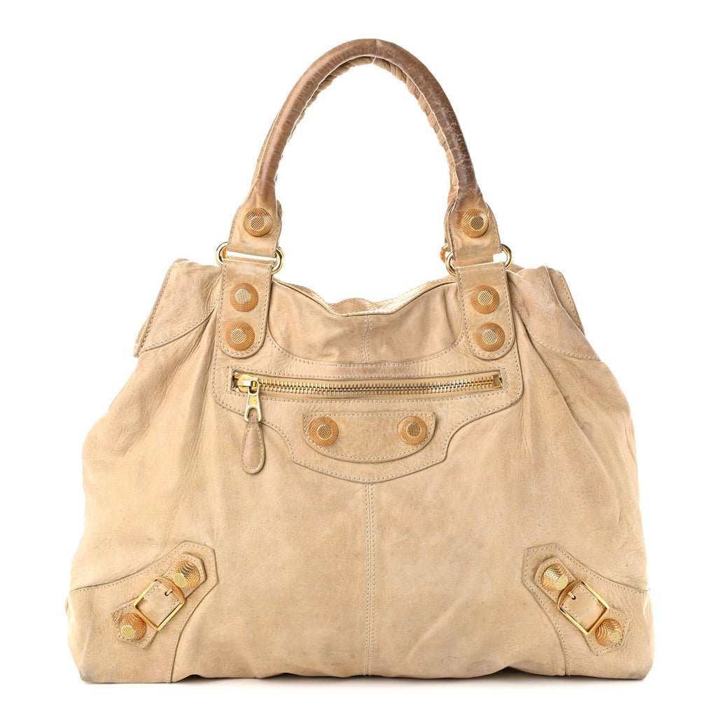 Balenciaga Agneau Giant 21 Gold Hardware Brief Praline