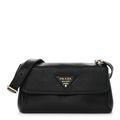 Prada Vitello Daino Soft Flap Shoulder Bag Black