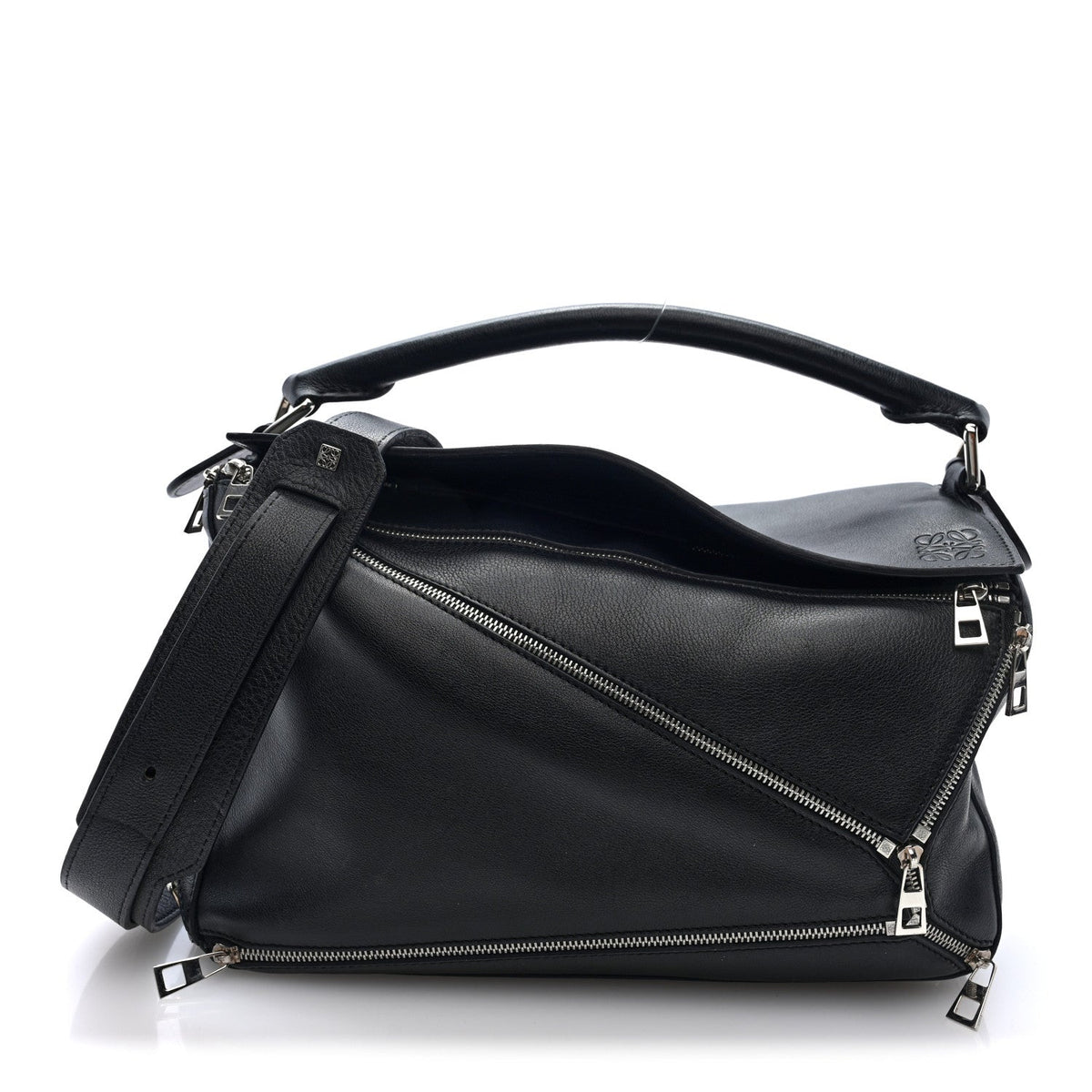 Loewe Calfskin Zipper Puzzle Bag Black