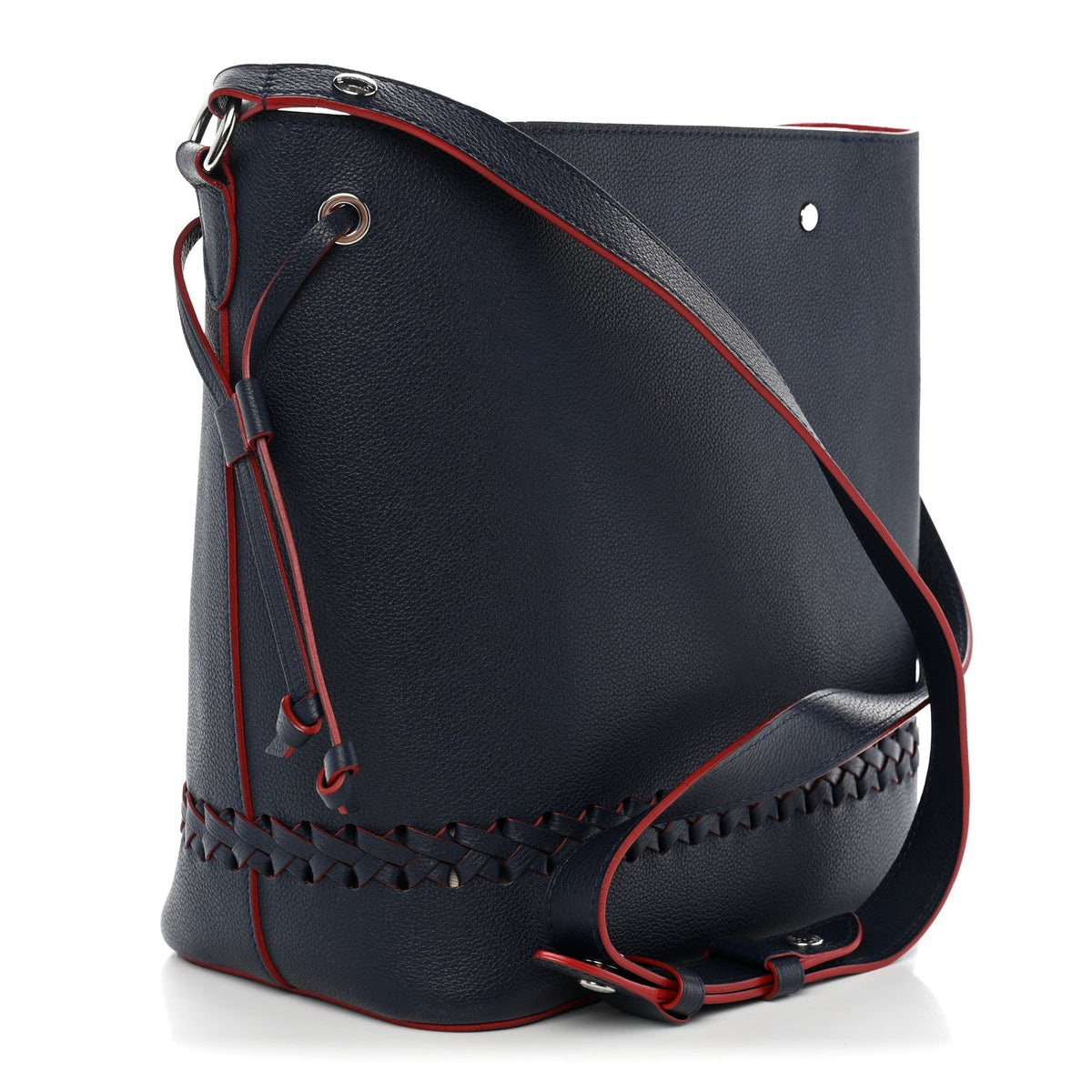 Louis Vuitton Soft Calfskin Braided Lockme Bucket Marine Rouge