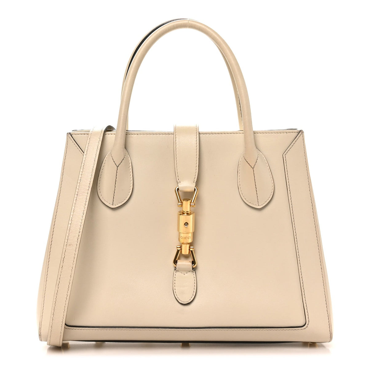 Gucci Boarded Plutone Calfskin Medium Jackie 1961 Tote Mystic White