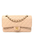 Chanel Caviar Quilted Medium Double Flap Beige Beige Clair