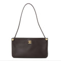 Chanel Calfskin Chick Studs Clutch Dark Brown