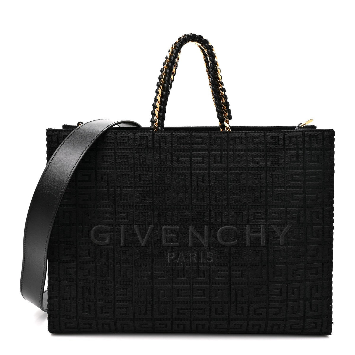Givenchy Canvas Jacquard 4G Medium Chain Tote Black
