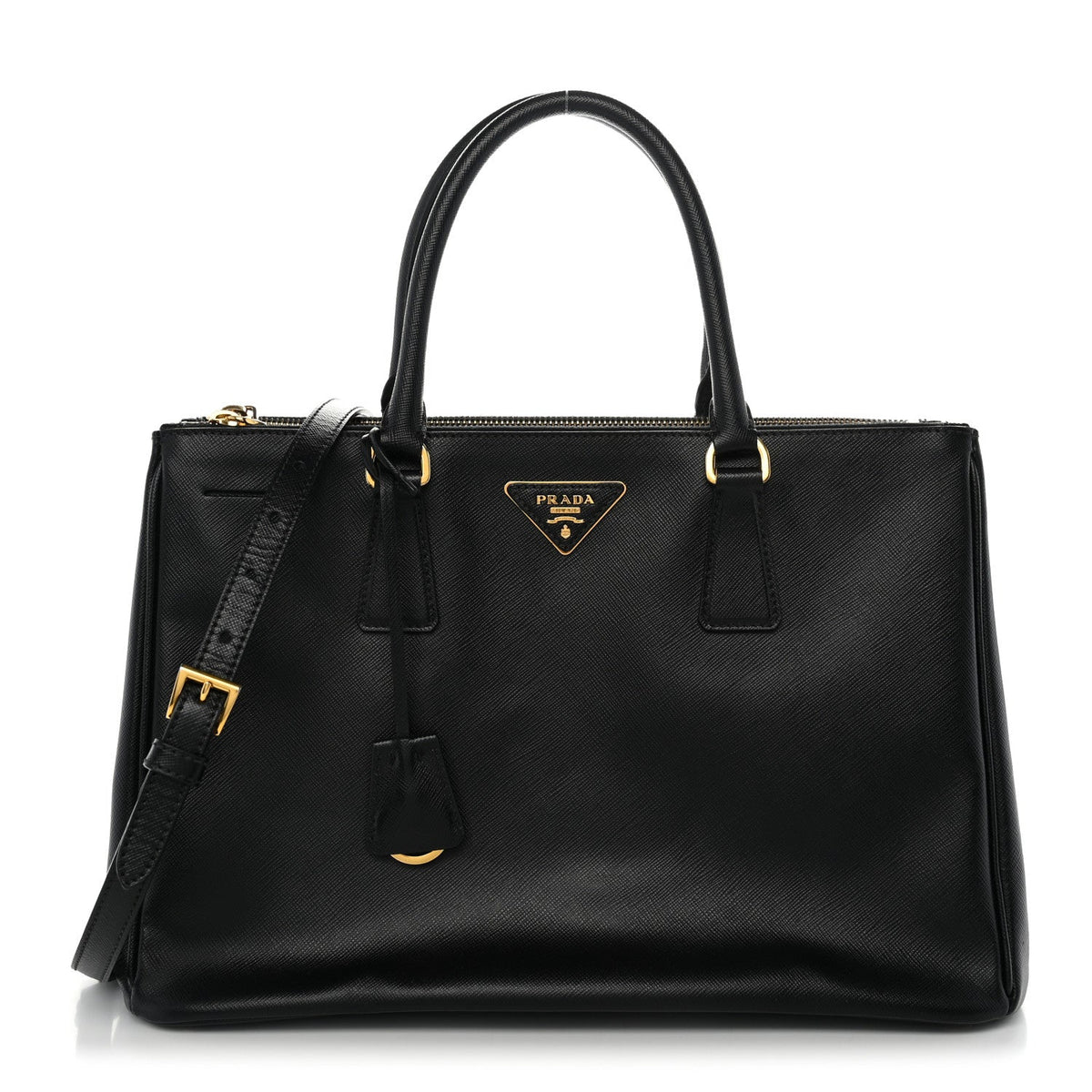 Prada Saffiano Medium Galleria Double Zip Tote Black