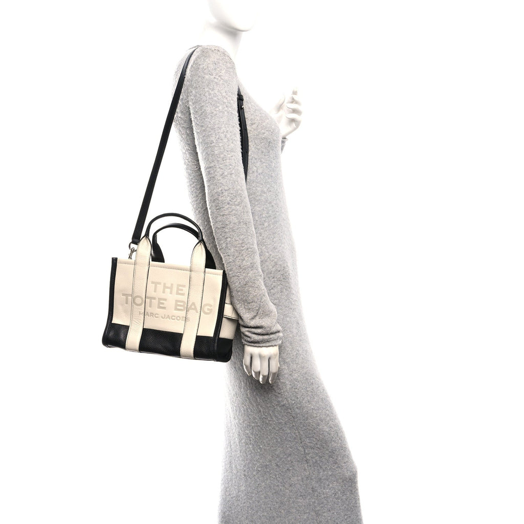 Marc Jacobs Grained Calfskin Small The Tote Bag Ivory Black
