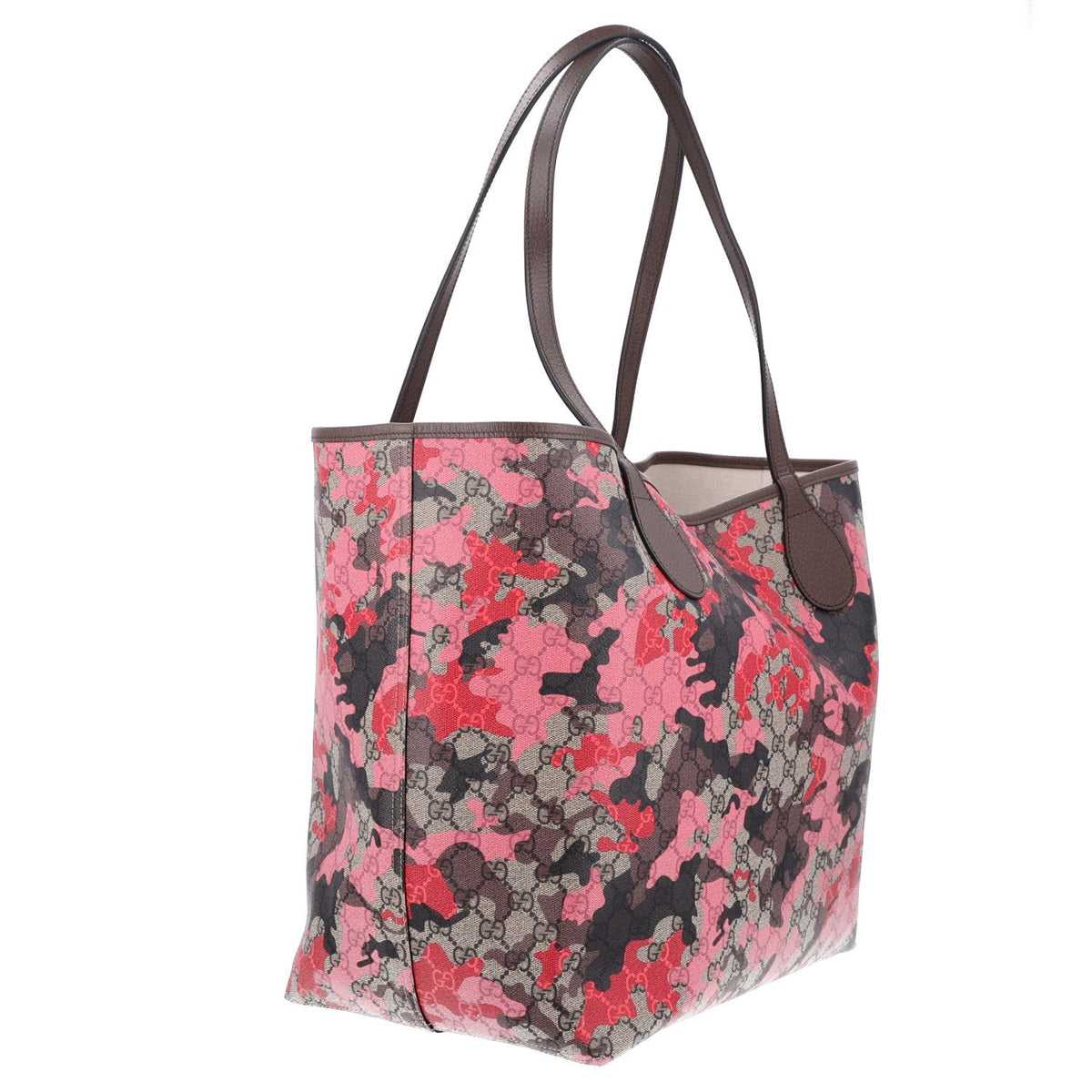 Gucci GG Supreme Monogram Camouflage Tote Pink Red
