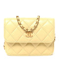 Chanel Lambskin Quilted Pearl Crush Clutch With Chain Yellow