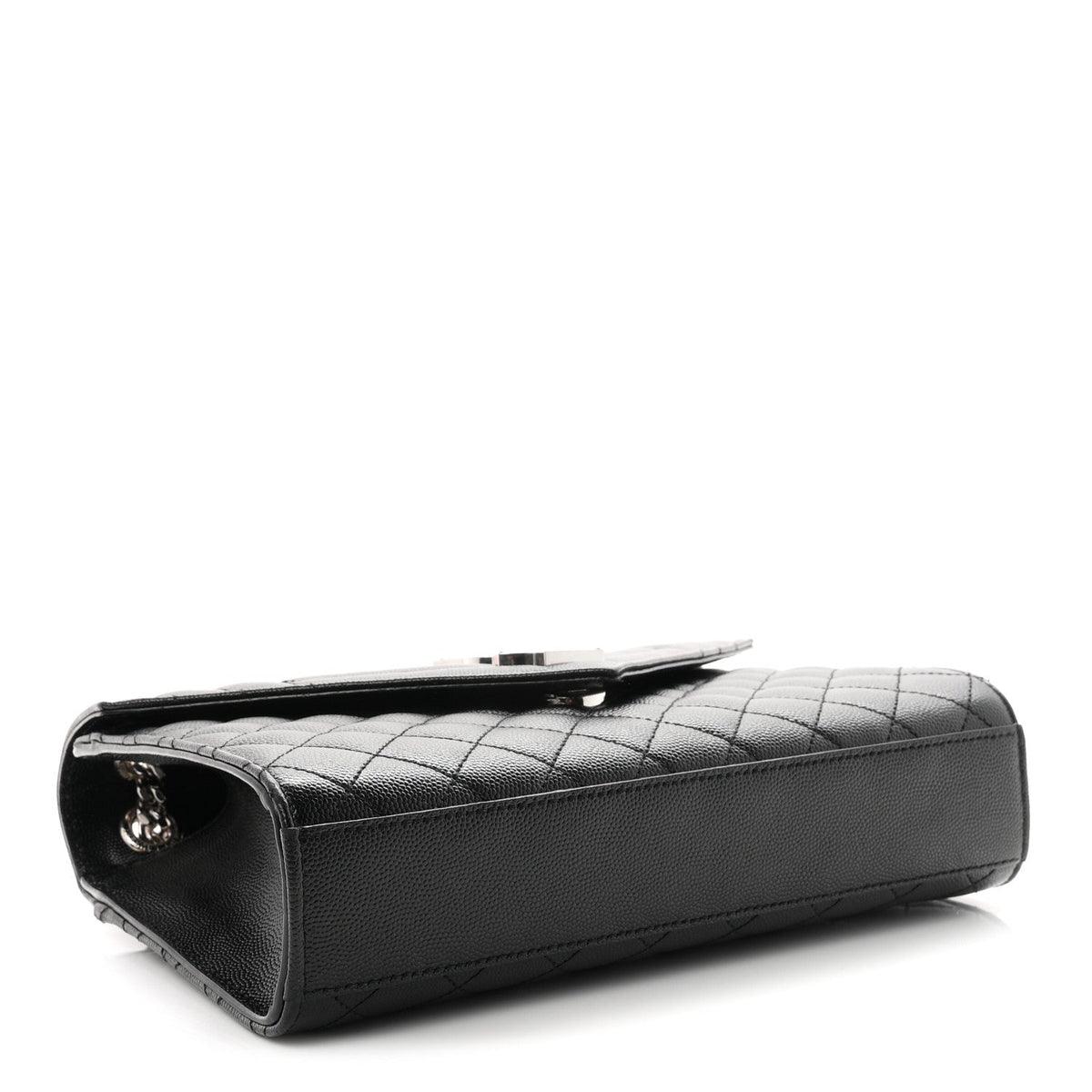Saint Laurent Grain De Poudre Textured Mixed Matelasse Triquilt Medium Monogram Satchel Black