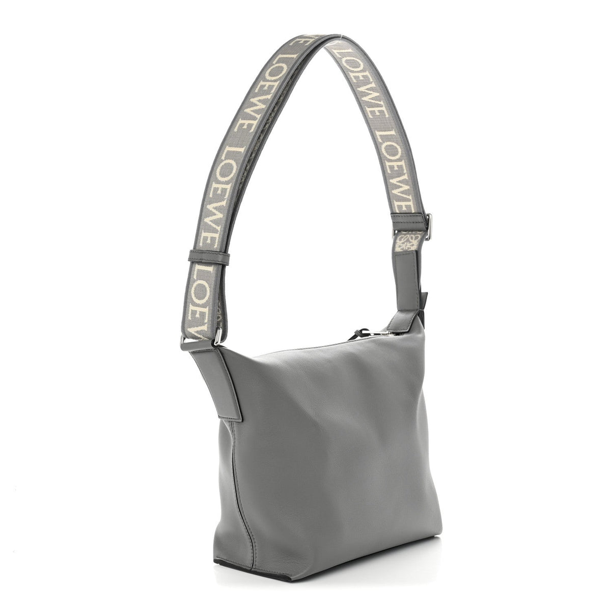 Loewe Supple Smooth Calfskin Jacquard Small Cubi Crossbody Bag Asphalt Grey