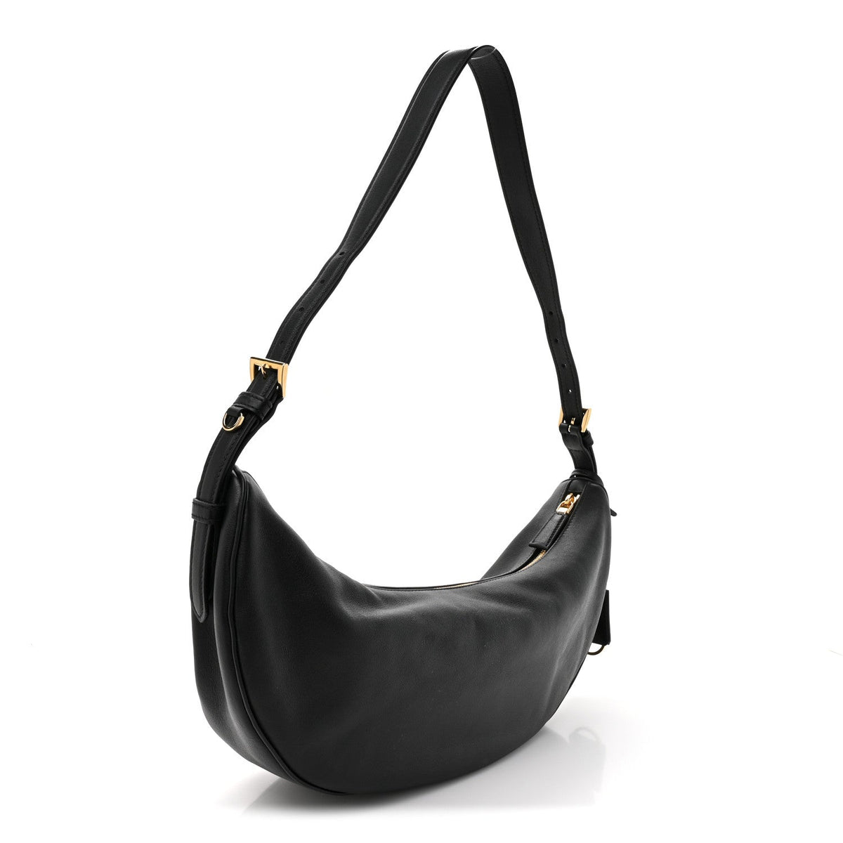 Prada Soft Grain Calfskin Large Demi-Lune Shoulder Bag Black
