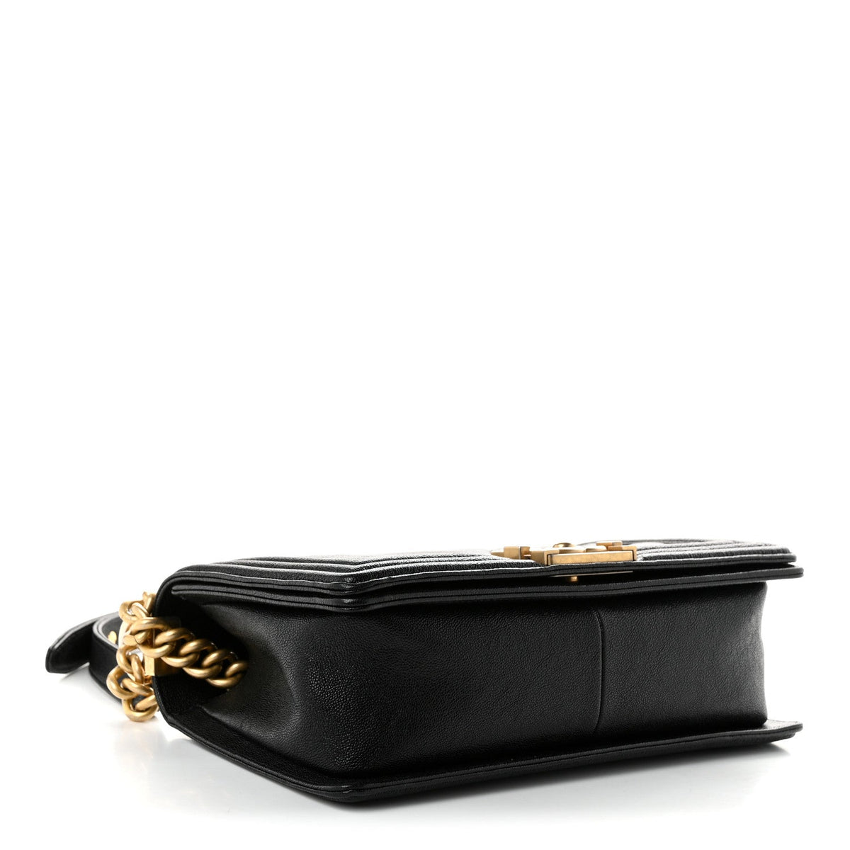Chanel Caviar Chevron Quilted Medium Boy Flap Black