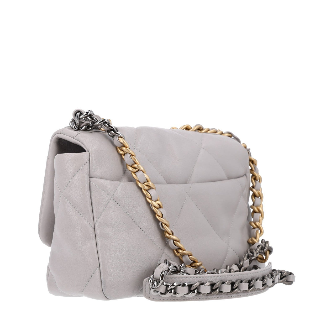 Chanel Lambskin Quilted Medium Chanel 19 Flap Grey