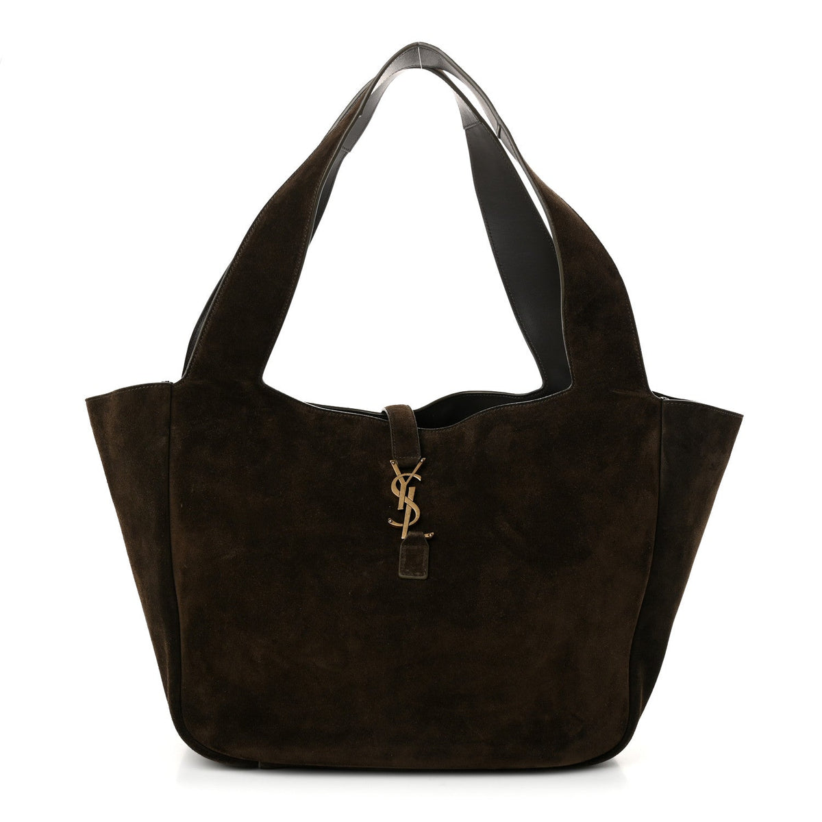Saint Laurent Suede Bea Tote Bark Brown