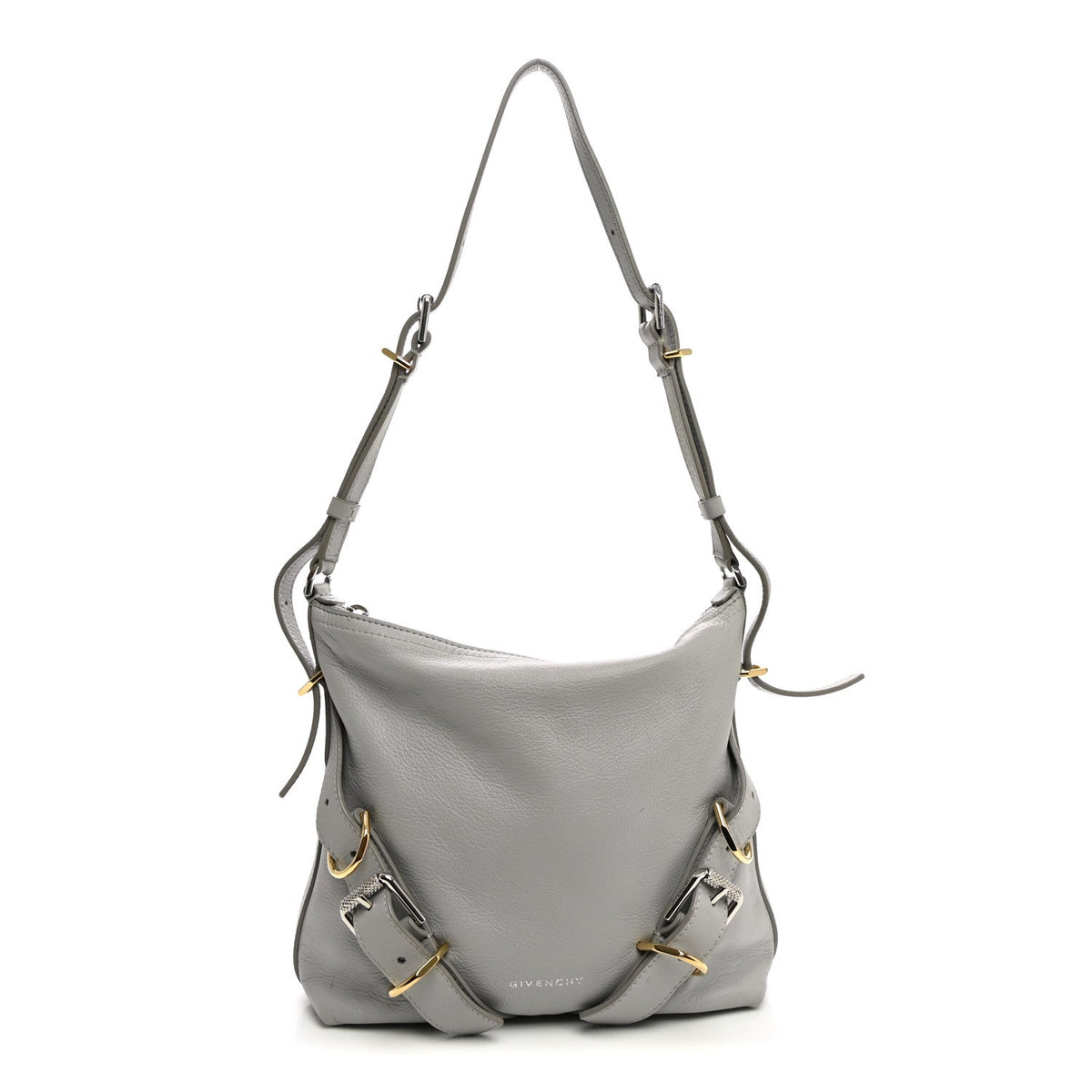 Givenchy Calfskin Small Voyou Bag Light Grey front view