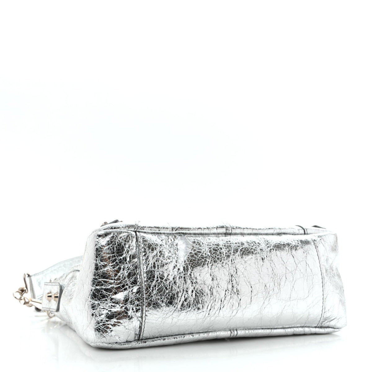 Balenciaga Metallized Agneau Arena Classic Hardware Mini Le City Moto Silver