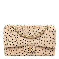 Chanel Pony Hair Cheetah Printed Creative Fabrics Flap Light Beige Black front view