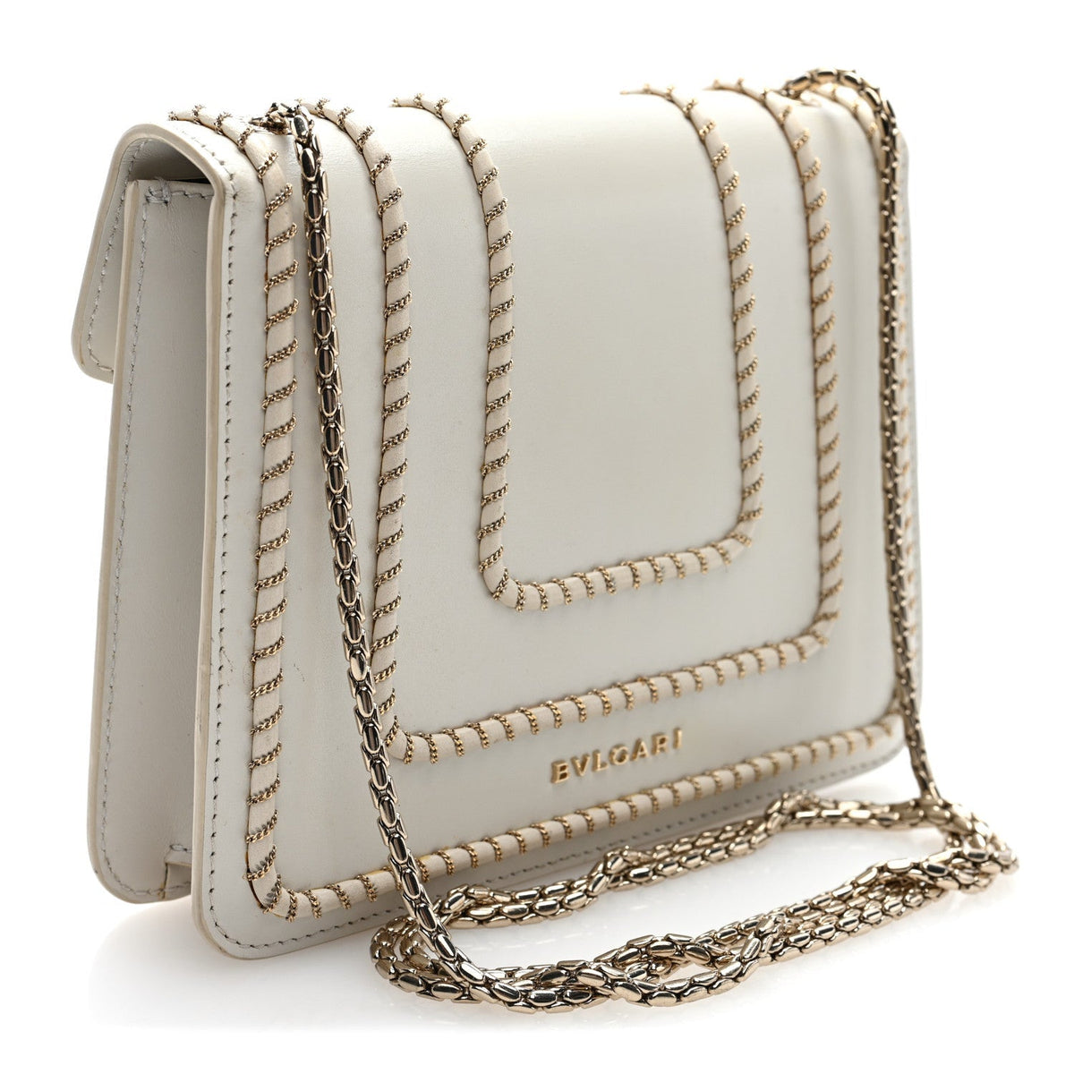 Bvlgari Woven Chain Serpenti Forever Crossbody Bag White side view