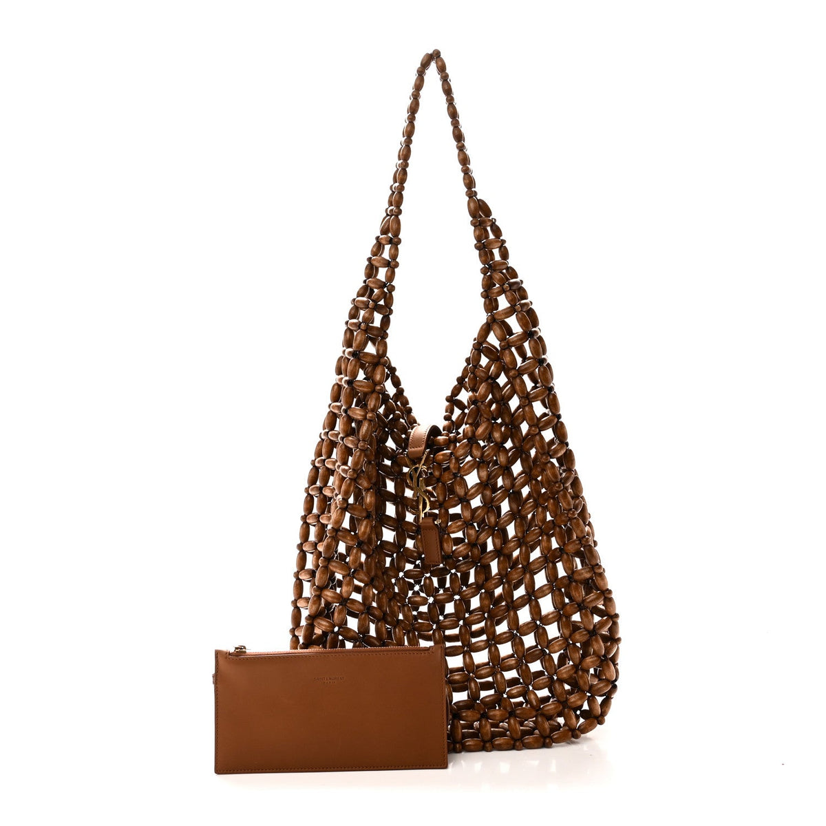 Saint Laurent Wood Bead Large Le 5 A 7 Soft Hobo Light Wood