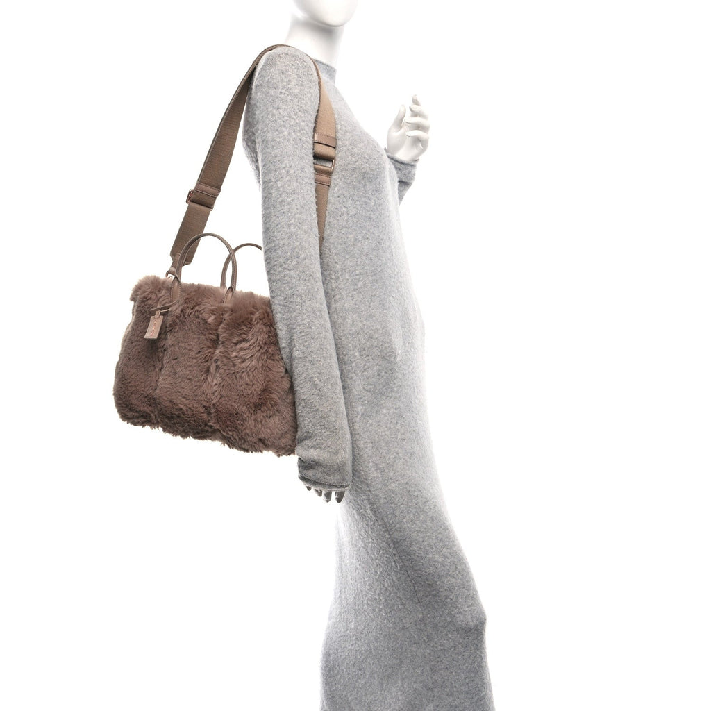 Marc Jacobs Faux Fur Mini The Year Of The Rabbit Tote Bag Beige