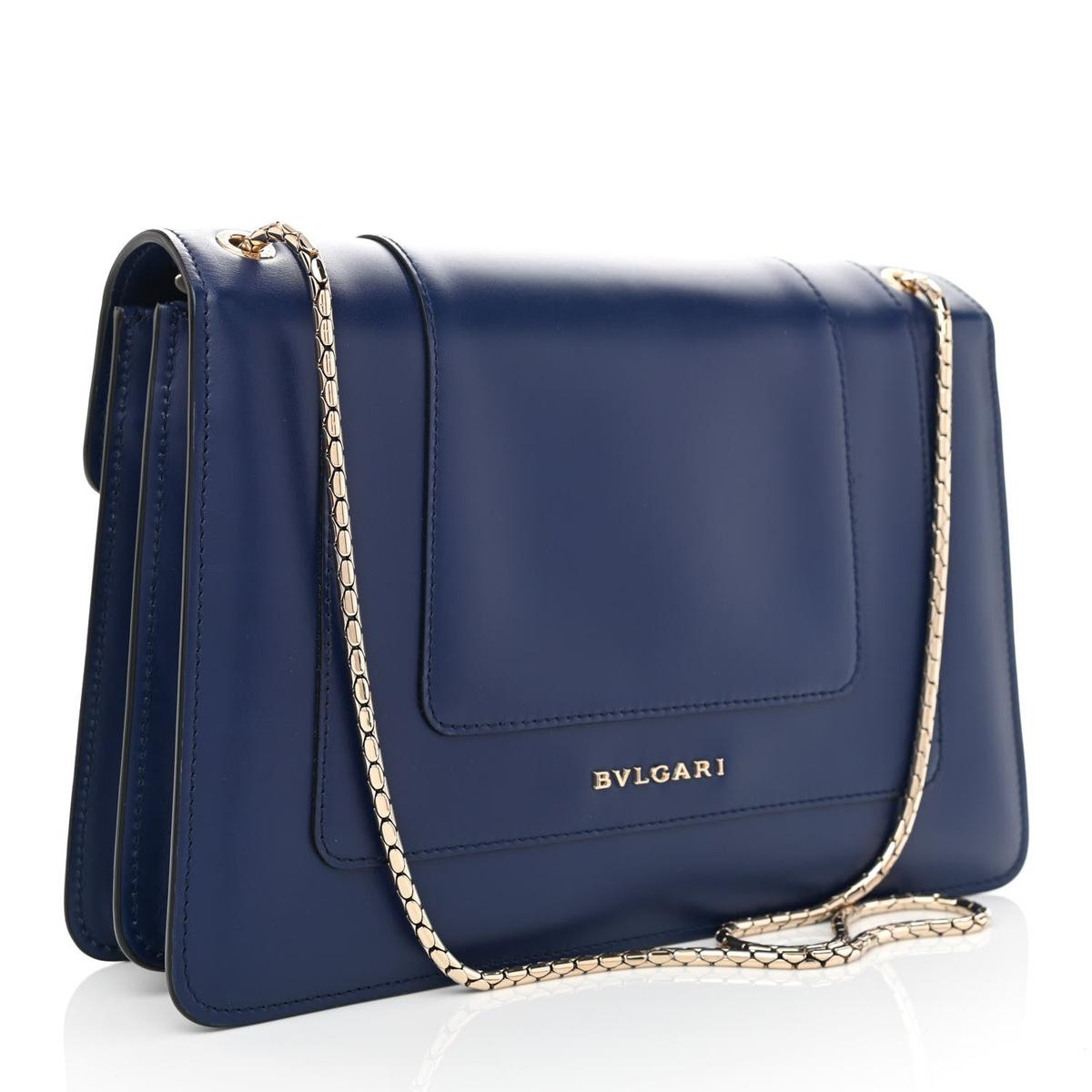 BVLGARI SERPENTI FOREVER SHOULDER BAG IN BLUE CALFSKIN