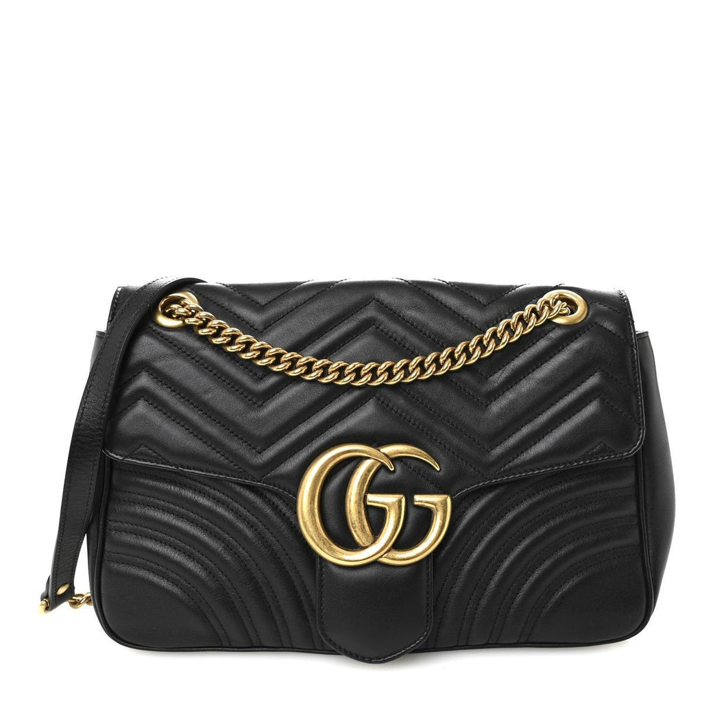Gucci GG Marmont Matelasse Medium Bag black front view
