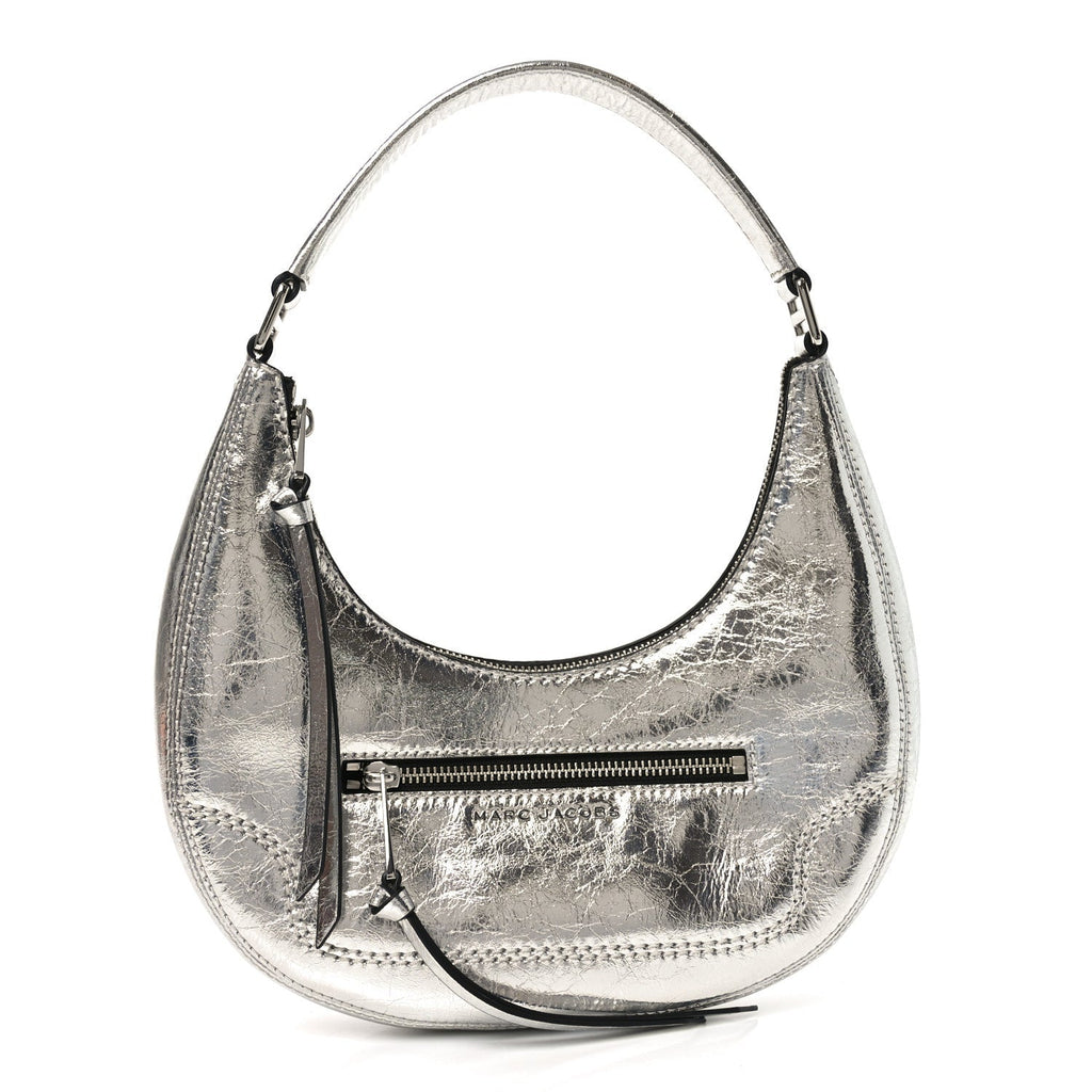 Marc Jacobs Crinkled Calfskin Cruiser Crescent Bag Silver