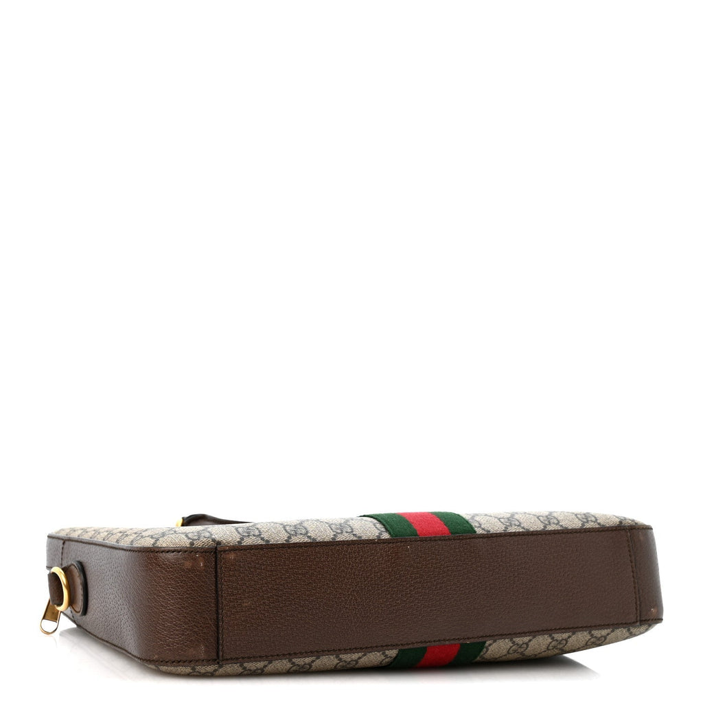 Gucci GG Supreme Monogram Textured Calfskin Web Medium Ophidia Briefcase Beige Ebony New Acero