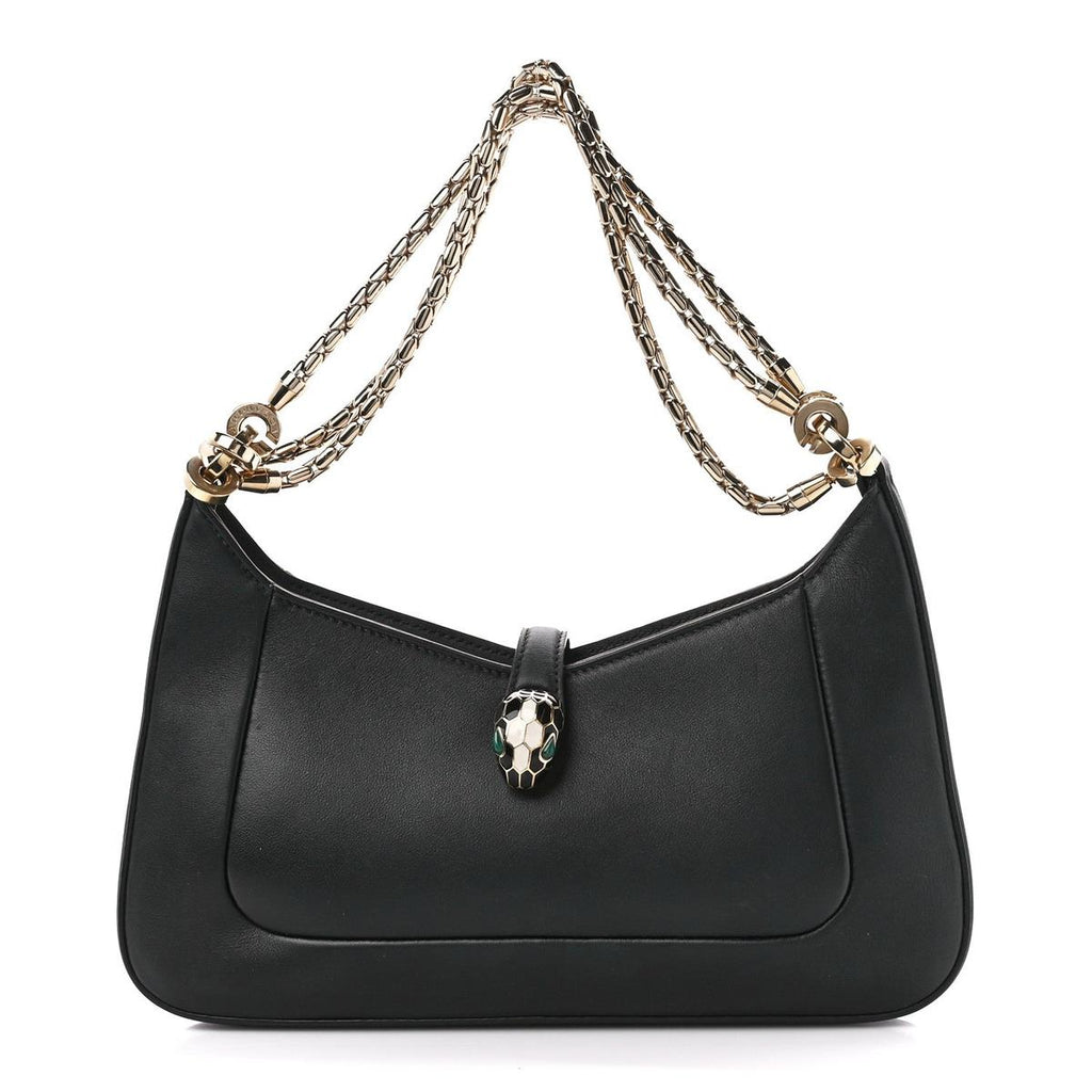 BVLGARI SERPENTI BAIA SHOULDER BAG IN BLACK CALFSKIN