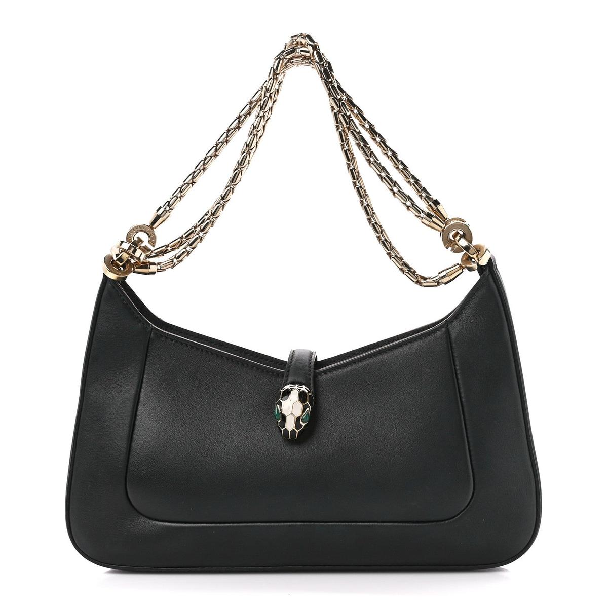 BVLGARI SERPENTI BAIA SHOULDER BAG IN BLACK CALFSKIN