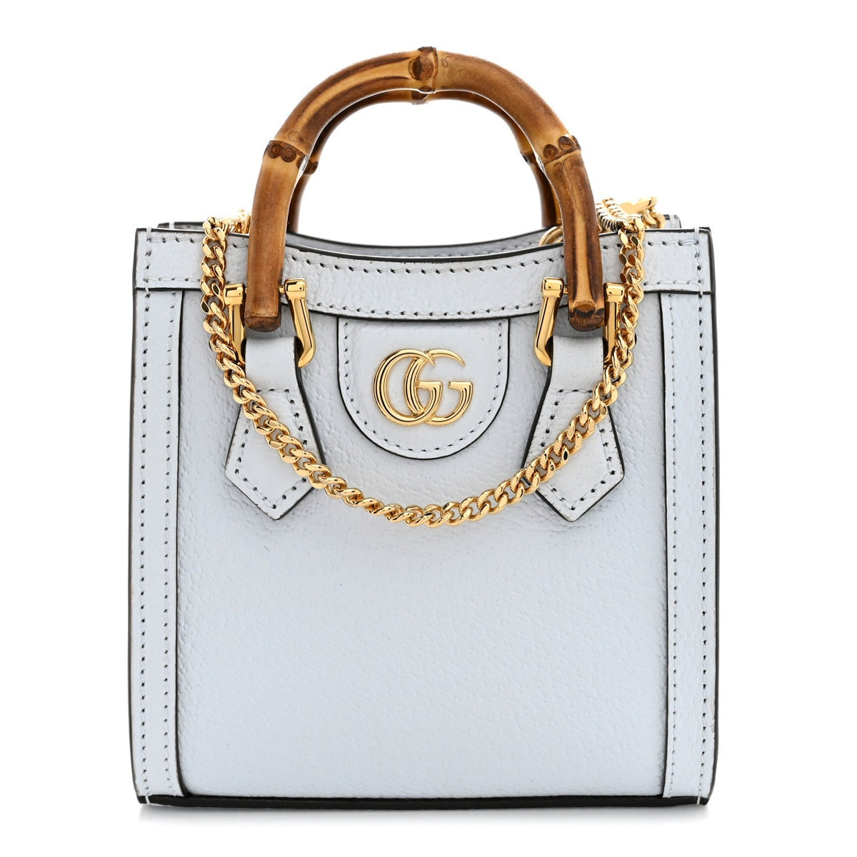 Gucci Textured Dollar Calfskin Super Mini Diana Tote Bag Pale Blue