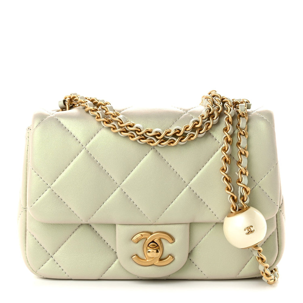 Chanel Pearly Lambskin Pearl Quilted Mini Flap Ivory