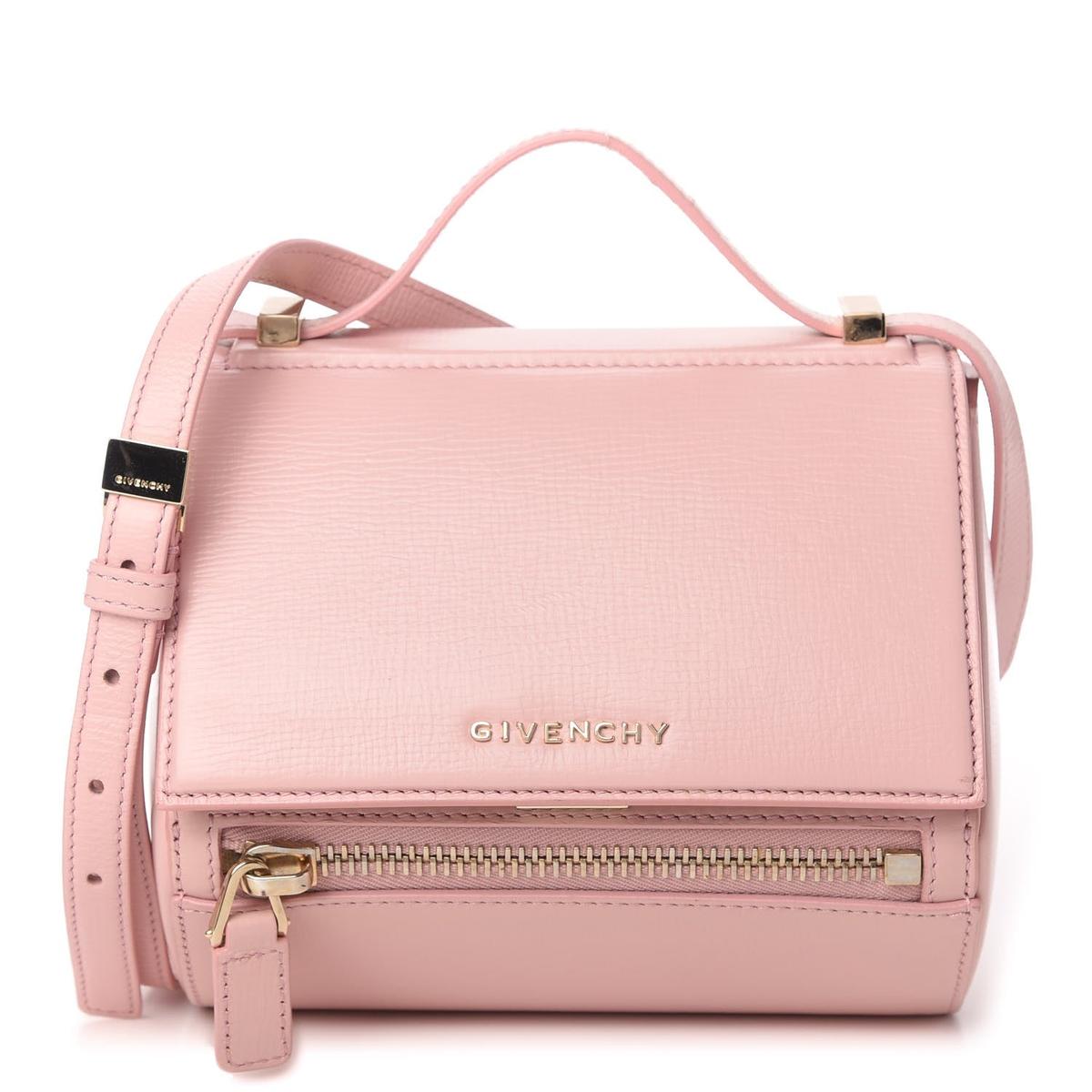 Givenchy Pandora mini crossbody pink textured calfskin front view