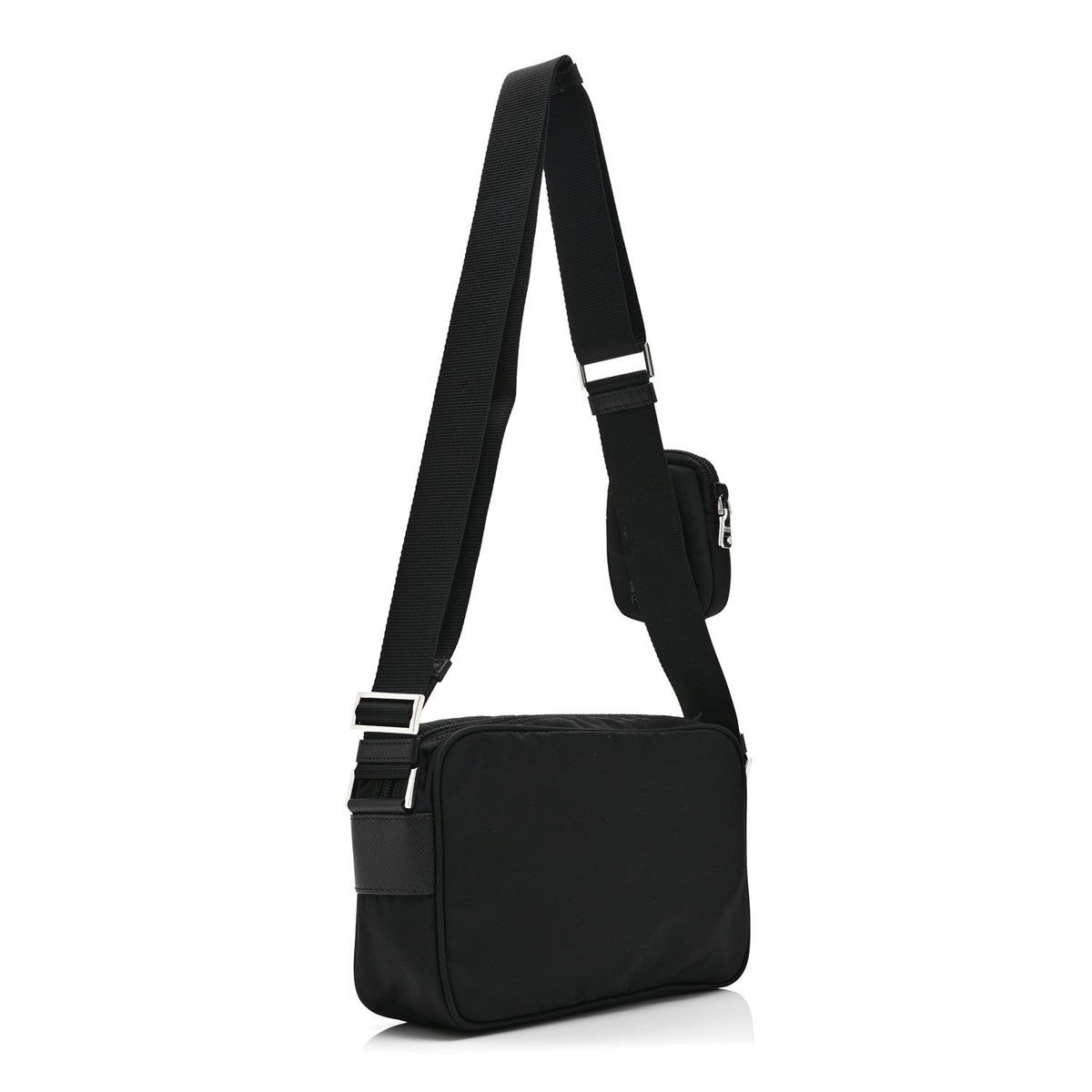 Prada Re-Nylon Vela Saffiano Pocket Double Zip Shoulder Bag Black