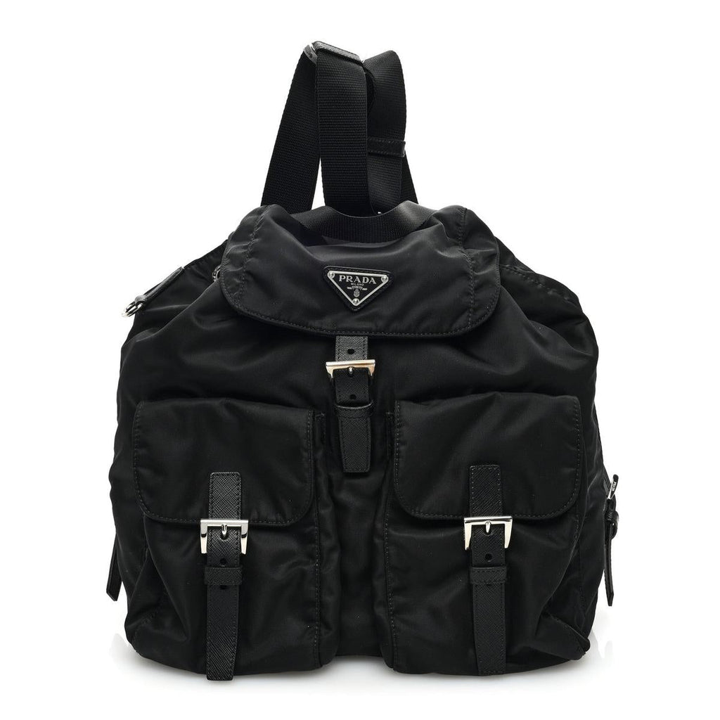 Prada Re-Nylon Saffiano backpack front view black