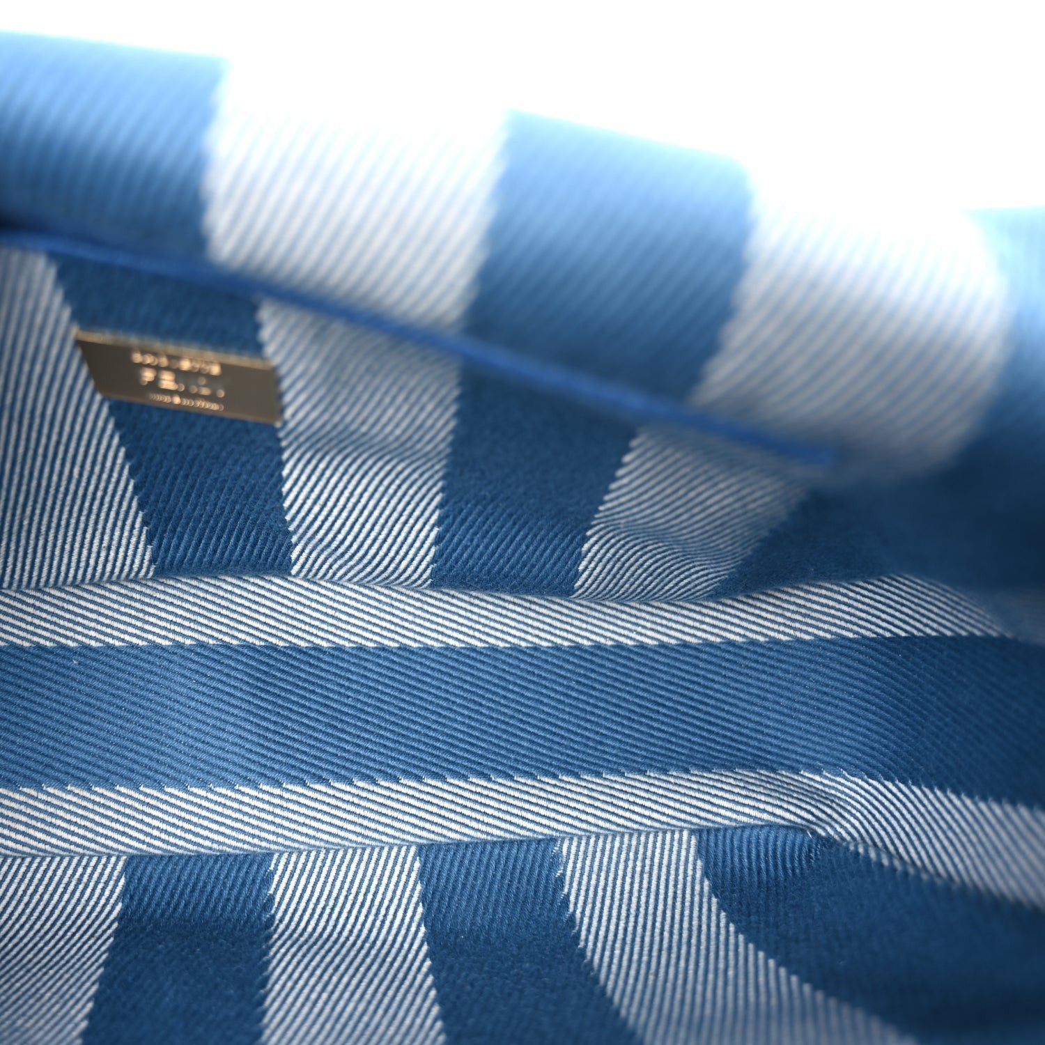 Fendi Denim Jacquard FF Effect Vitello Grace Reversible Baguette Ceruleo