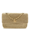 Chanel Braided Raffia Small Coco Beach Flap Beige