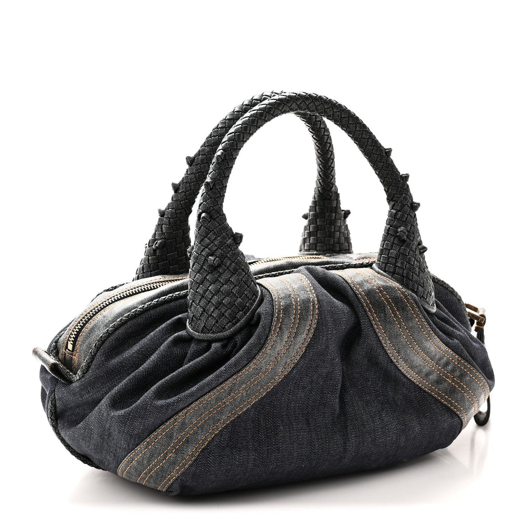 Fendi Denim Spalmati Woven Spy Bowler Blue