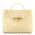 Bottega Veneta Patent Calfskin Fish Scale Small Andiamo Shoulder Bag Chamomile