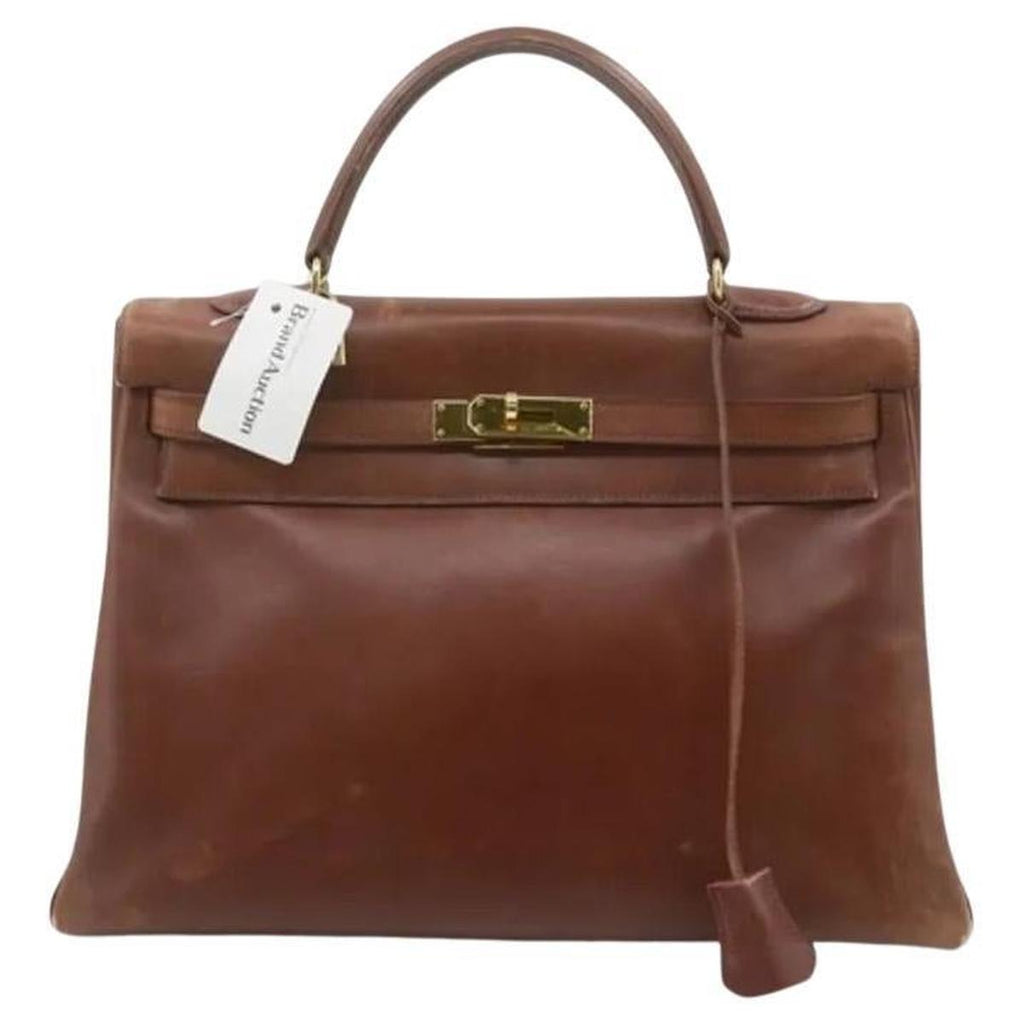 Hermès Kelly 35 Fauve Barenia front view