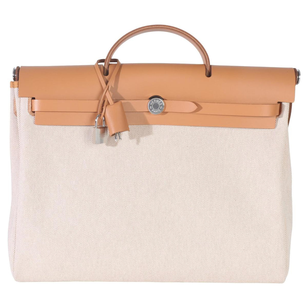 Hermès Herbag 39 Natural Ebène front view