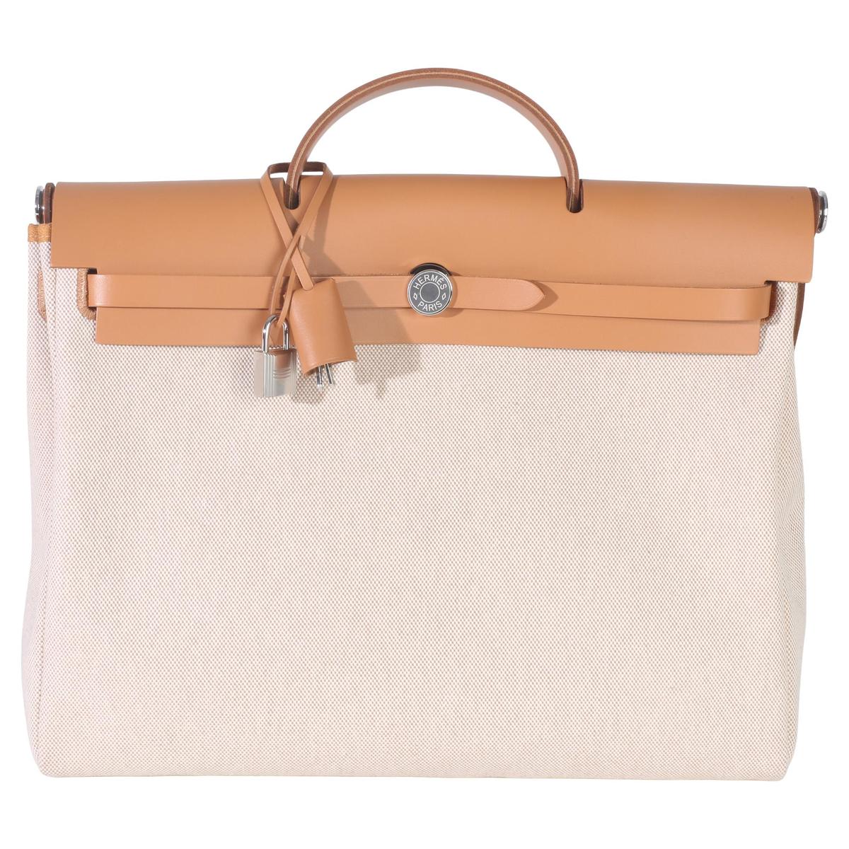 Hermès Herbag 39 Natural Ebène front view