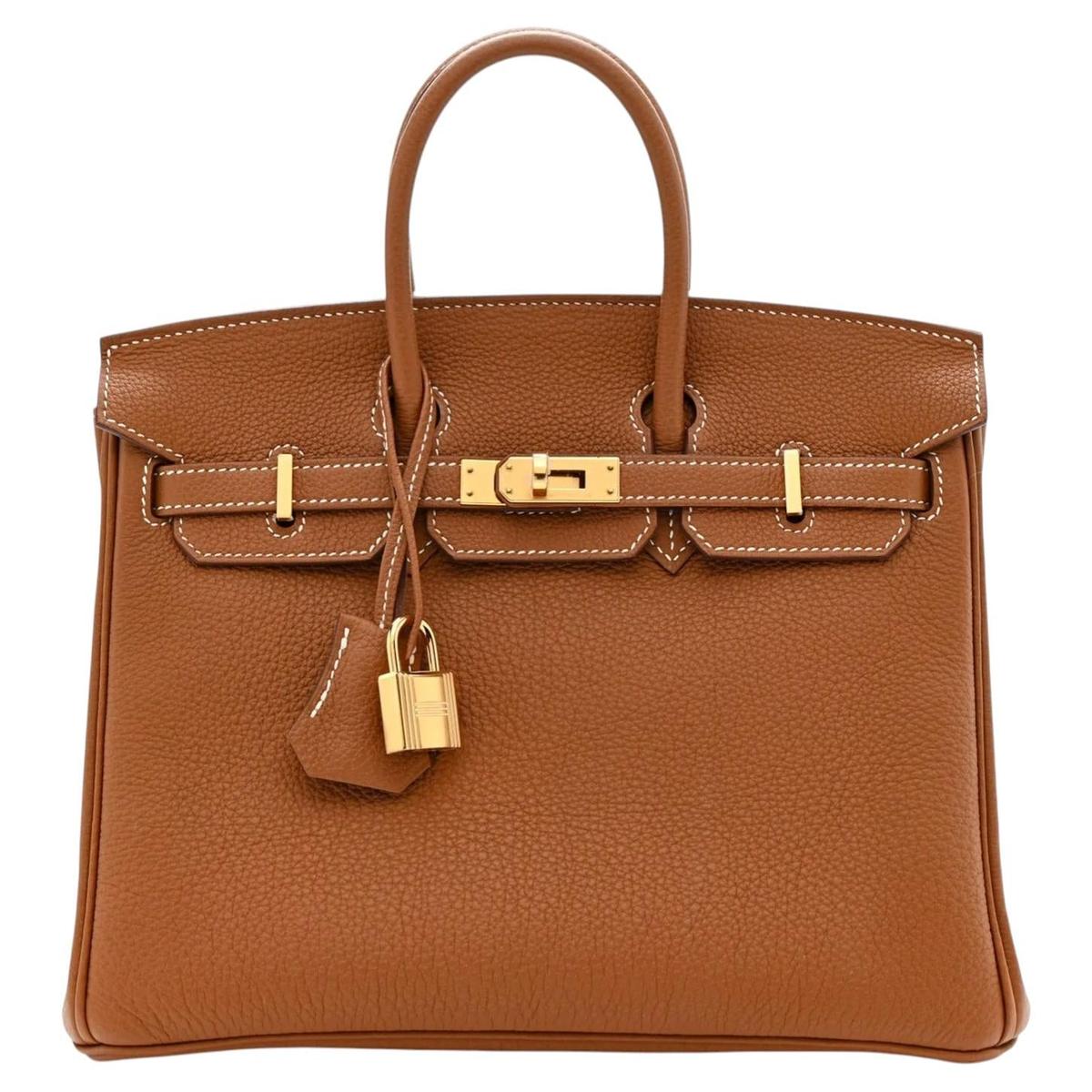 Hermès HAC 28 Gold Togo front view