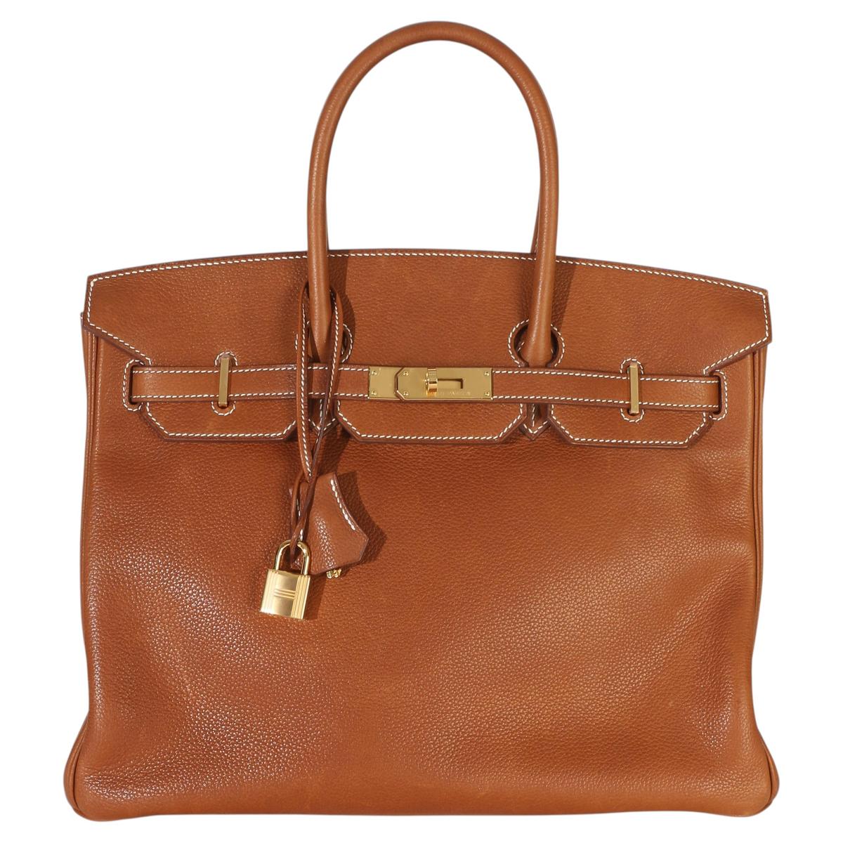 Hermès Kelly 35 Fauve Barenia detail view
